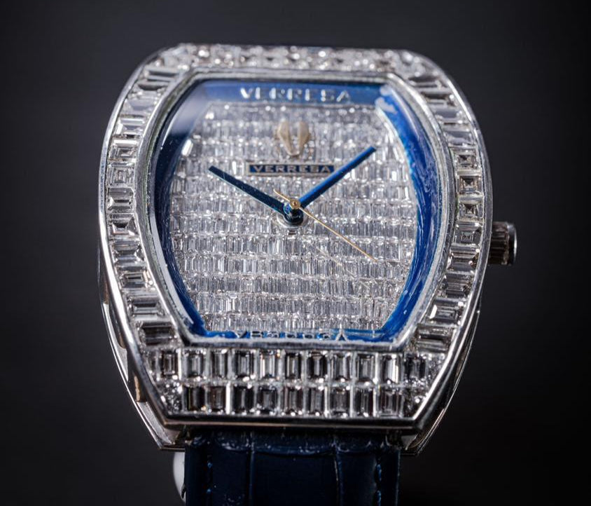 Luxury watch with diamond-studded