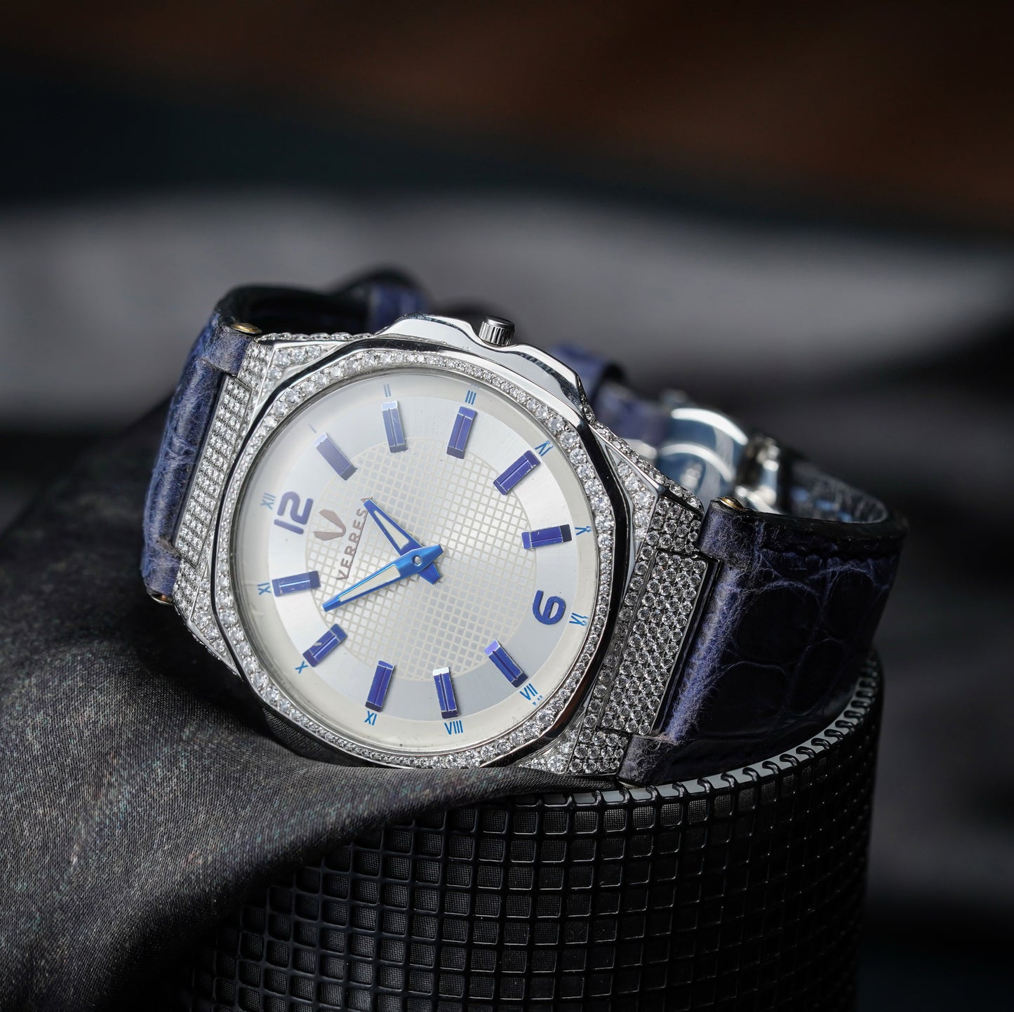 Luxury watch with diamond-studded