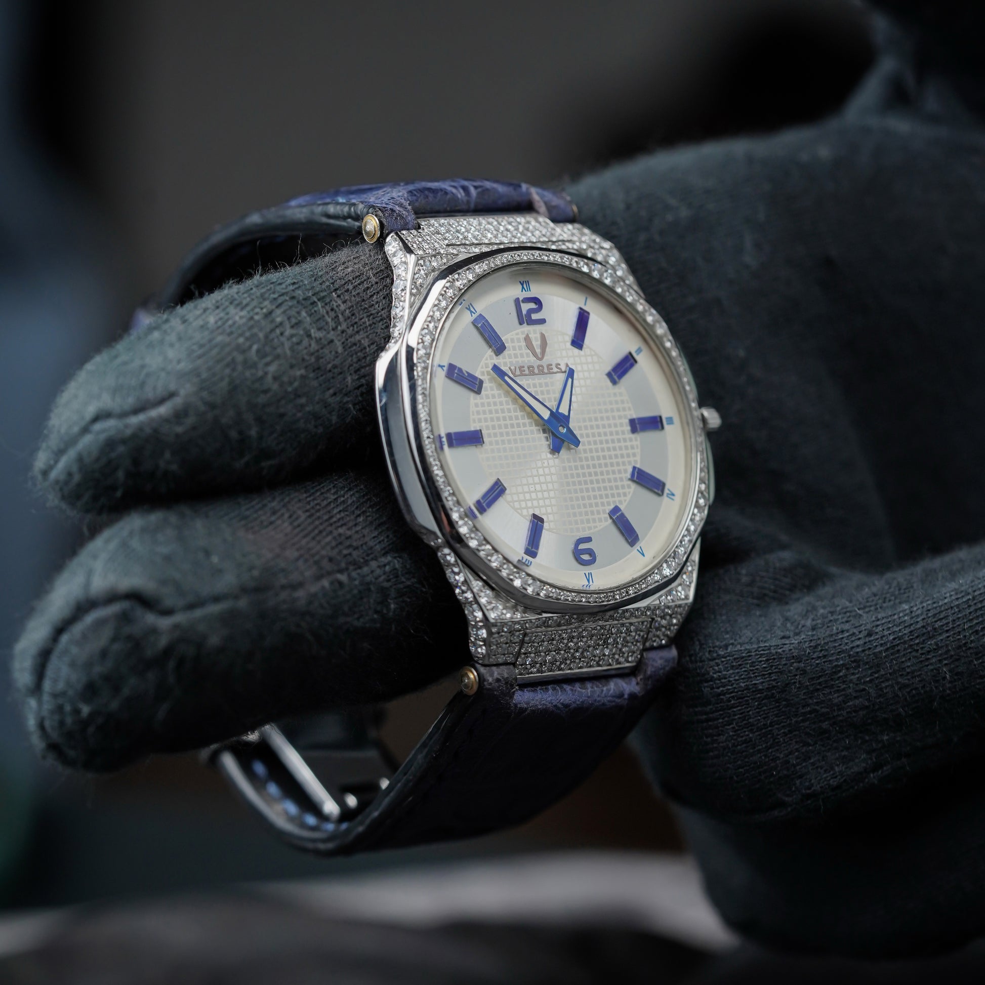 Luxury watch with diamond-studded 