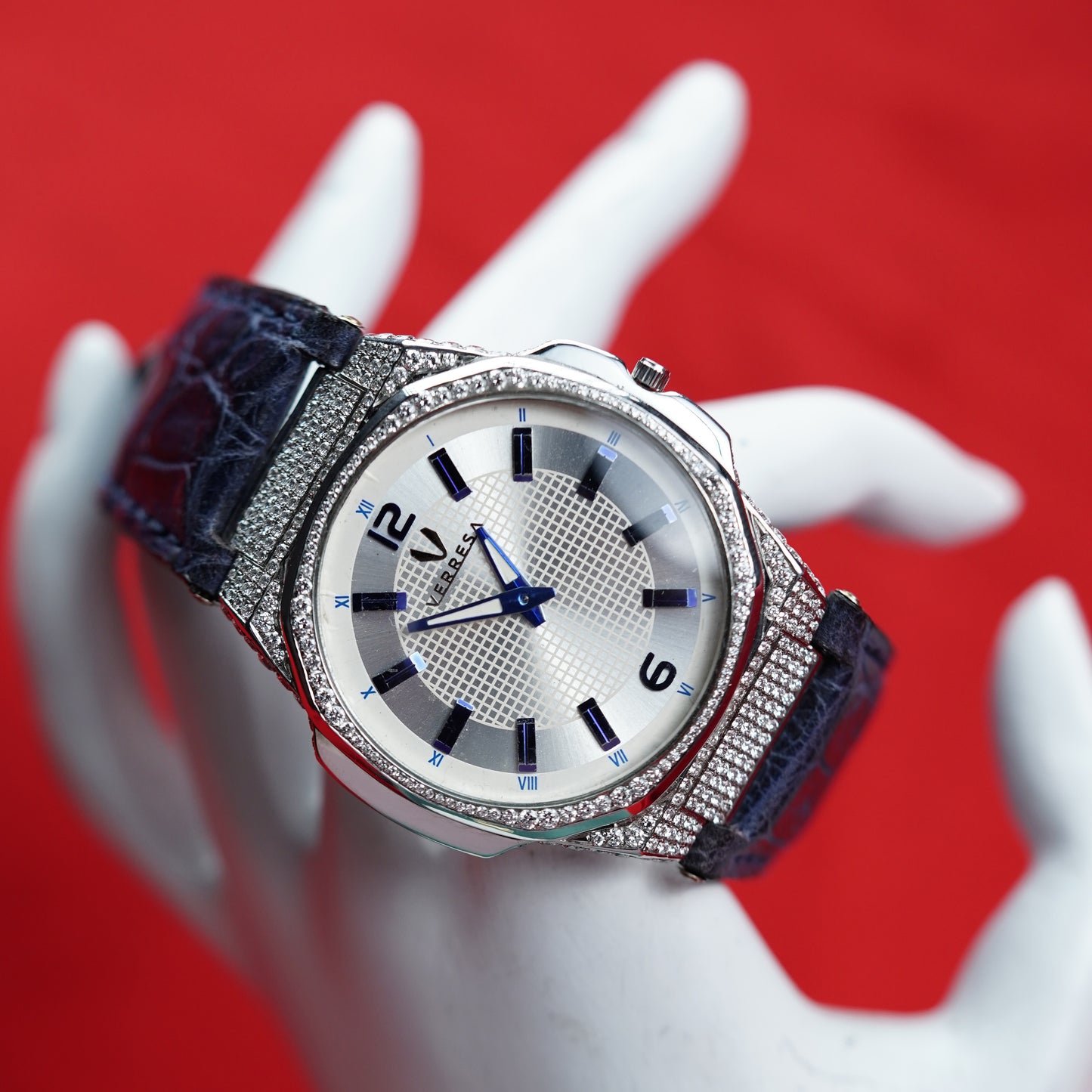 Luxury watch with a blue strap 