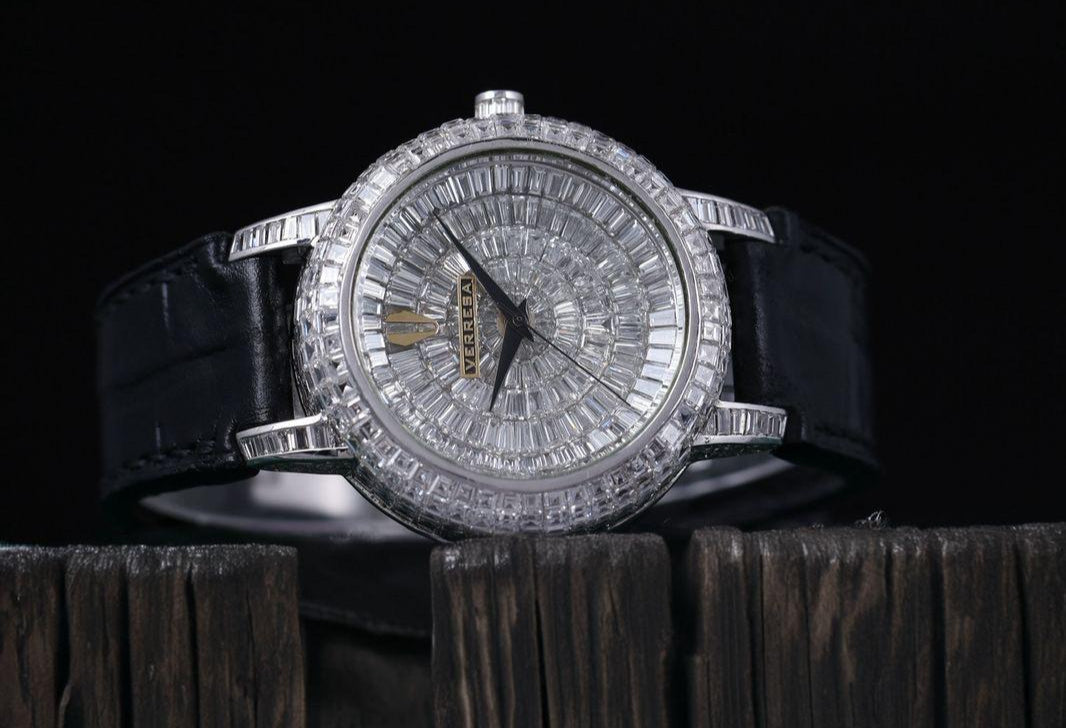 Luxury watch with diamond-studded 
