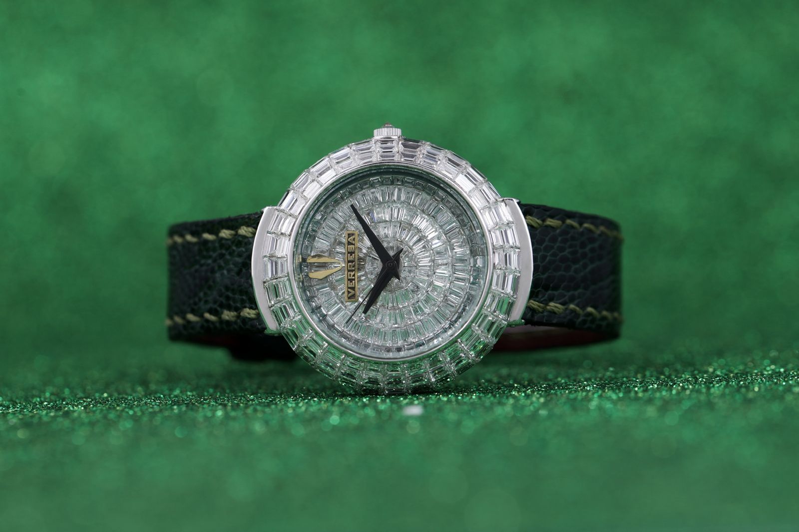 Luxury watch with diamond-studded 