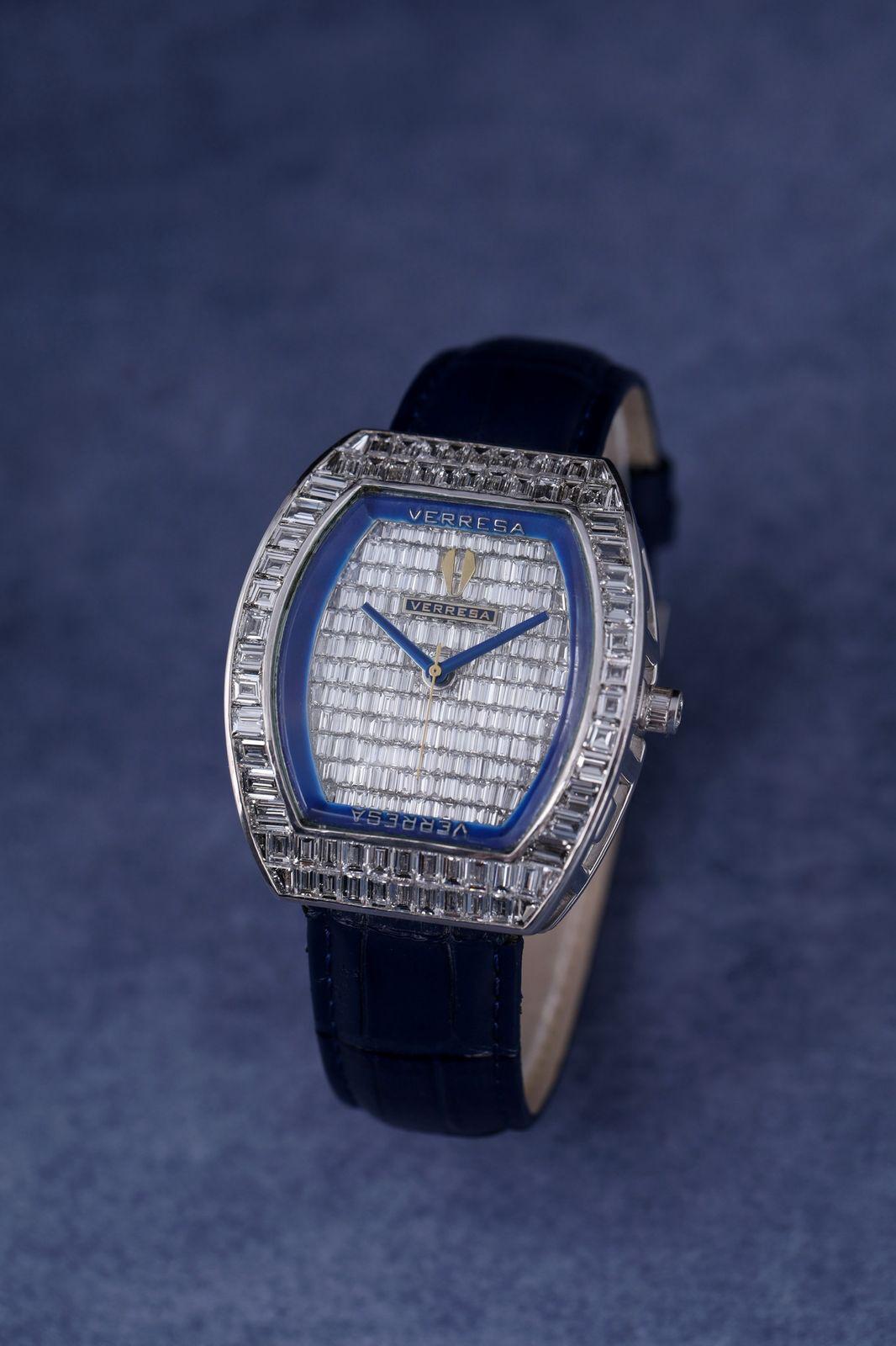 Luxury watch with diamond-studded face 