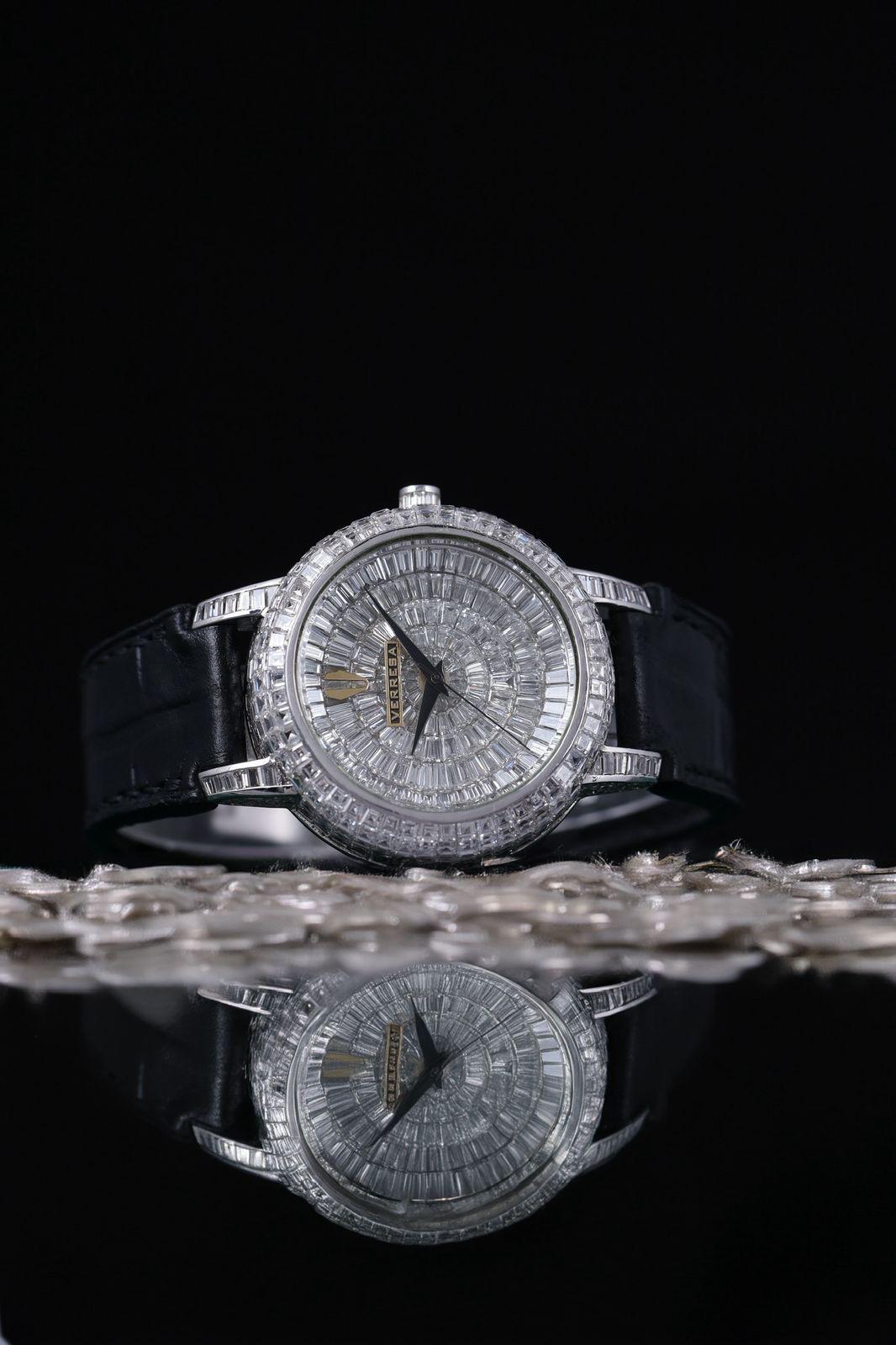 Luxury watch with diamond-studded 