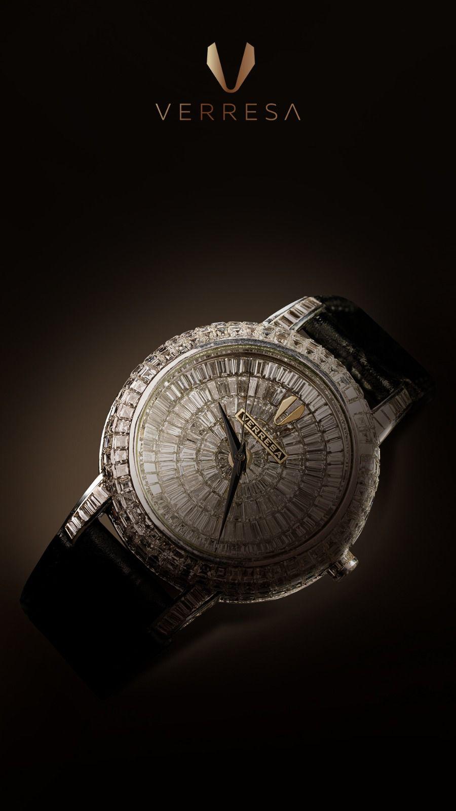 Luxury watch with intricate design on a dark background, featuring the Verresa brand.