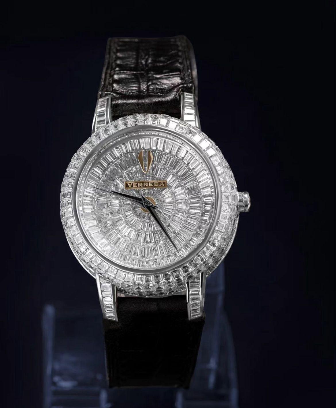 Luxury watch with diamond-encrusted 