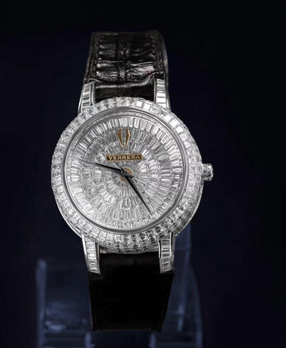 Luxury watch with diamond-encrusted 