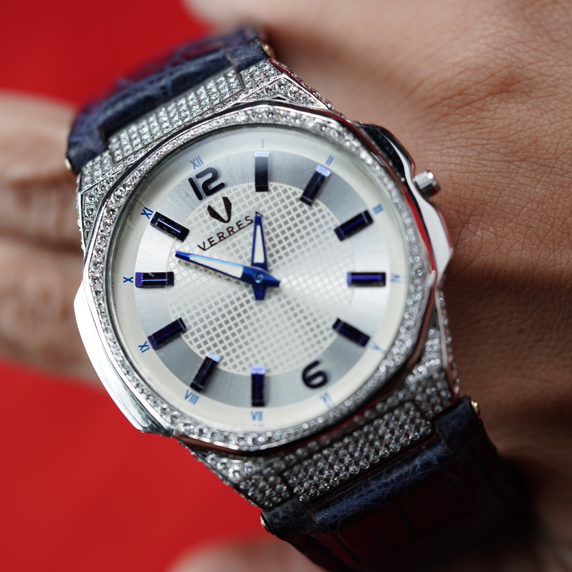 Luxury watch with diamond bezel 